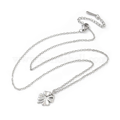 Ожерелья с подвесками из нержавеющей стали 304 с клевером NJEW-M109-01P