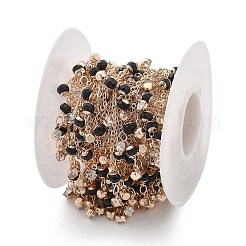 Бусины из латуни и стеклянные цепочки ручной работы со стразами CHC-L051-02KCG