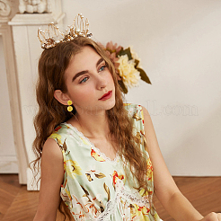 4 пара 4-х цветных круглых сережек-гвоздиков из рафии с железными штифтами для женщин&nbsp;EJEW-FI0002-27