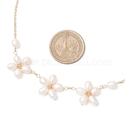 Латунное ожерелье из цветочных звеньев NJEW-TA00196