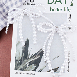 10 шт. подвески для обуви из пластика ABS с имитацией жемчуга и сплава в виде банта&nbsp;HJEW-HY00047