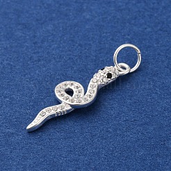 925 подвеска в виде змеи из стерлингового серебра с микропаве черного и прозрачного цвета STER-D304-04A-S