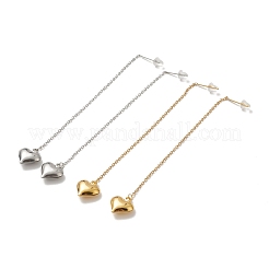 Длинная цепочка из нержавеющей стали 304 с вакуумным покрытием PVD с подвесками в форме сердца для женщин EJEW-A068-03G