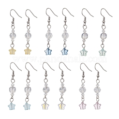 Прозрачные стеклянные бусины болтающийся серьги&nbsp;EJEW-JE06341