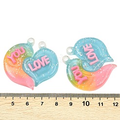 2 шт. полупрозрачные подвески из смолы с градиентным цветом&nbsp;RESI-XCP0002-41B