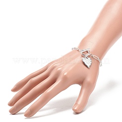 Браслет из сплава в форме сердца с латунными цепочками для скрепок для женщин BJEW-JB08895-01