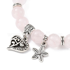 Эластичные браслеты из натурального розового кварца с круглыми бусинами&nbsp;BJEW-JB09900-02