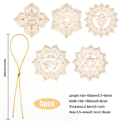 Незаконченные деревянные богемные коврики для чашек символа энергии медитации WOOD-WH0034-12