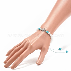 Браслеты из плетеных бусин из натурального малайзийского нефрита и говлита с черепаховым сплавом BJEW-JB08065-01