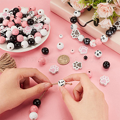 305 шт. 15 вида деревянных бусин с отпечатком собачьей лапы WOOD-OC0002-99