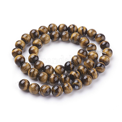 Природных тигровый глаз бисер нитей G-G099-8mm-4