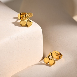 Серьги-гвоздики в форме вишни из нержавеющей стали 304&nbsp;EJEW-D324-01G