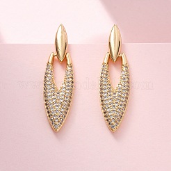 Серьги-гвоздики из латуни с прозрачным кубическим цирконием&nbsp;EJEW-Q042-01B-G