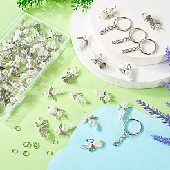 60 шт. подвески из сплава и стеклянных бусин с жемчугом в 6 стилях&nbsp;PALLOY-TAC0162