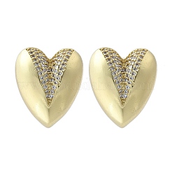 Женские серьги-гвоздики из латуни с микропаве и прозрачным кубическим цирконием&nbsp;EJEW-F363-06G