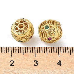 Латунные микропаве разноцветные бусины из кубического циркония KK-A254-12G