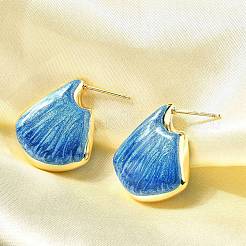 Латунные серьги-гвоздики в форме ракушки EJEW-G424-01G