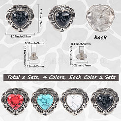 8 комплект декоративных заклепок из сплава 4 цветов BUTT-CP0001-08