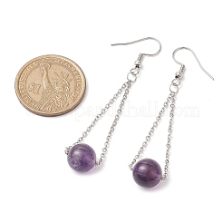 Серьги-подвески из нержавеющей стали 304 с натуральными камнями&nbsp;EJEW-JE06011-02