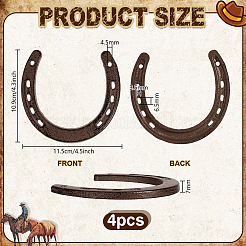 4 шт. чугунных настенных украшений в виде подковы&nbsp;AJEW-PH0007-62