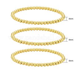 Круглые латунные эластичные браслеты с бусинами BJEW-JB05983