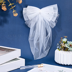 1 шт. полиэстеровая свадебная фата с бантом&nbsp;AJEW-CY0001-83