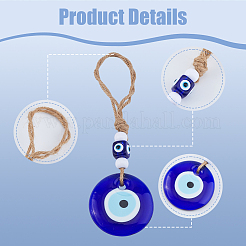 4 шт. 4 стиля плоский круглый с злыми глазами ручная работа лэмпворк подвеска украшение HJEW-FH0001-68
