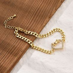 Латунные браслеты с микропаве из чистого кубического циркония&nbsp;BJEW-Z082-03G-02