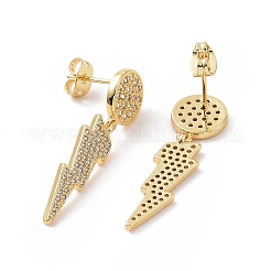 Прозрачные серьги-гвоздики с молнией из кубического циркония&nbsp;EJEW-C008-16G