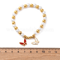 201 браслет из нержавеющей стали с круглыми бусинами BJEW-C090-03G-D