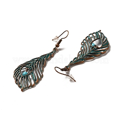 3 пара 3 стильных пончиков и плоских круглых серег из сплава с перьями EJEW-G330-06R