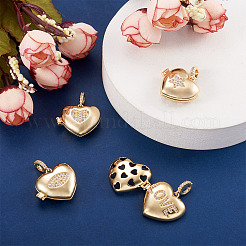 5 шт. 5 стильных латунных подвески-медальоны с микропаве из прозрачного кубического циркония ZIRC-FW0001-04