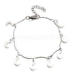 Браслеты с подвесками в виде луны из нержавеющей стали 304&nbsp;BJEW-R021-01P