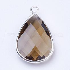 Серебряные плакированные медью стеклянные стеклянные подвески&nbsp;GLAA-M006-A-08S