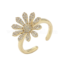 Открытые кольца манжеты из латуни с микропаве и кубическим цирконием&nbsp;RJEW-H256-06G