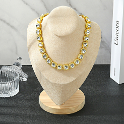 1 шт. цинковый сплав паве квадратные прозрачные стеклянные теннисные ожерелья для женщин&nbsp;NJEW-SP0001-07G