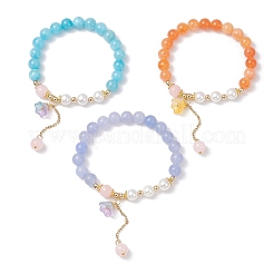 3 шт. 3-цветные акриловые браслеты с подвесками в виде цветов BJEW-JB12501