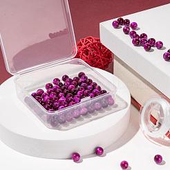 100 шт. 8 мм окрашенные и нагретые натуральные розовые круглые бусины тигрового глаза&nbsp;DIY-LS0002-66