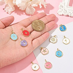 10 шт. 10 стиля латунных эмалевых подвесок&nbsp;KK-YW0002-41