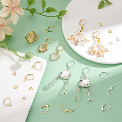 Фурнитура для сережек с застежкой-молнией из латуни с соединительными кольцами и латунными кольцами DIY-PH0023-17