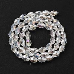 Прозрачные стеклянные бусины гальваническим пряди EGLA-A037-T6x8mm-B01