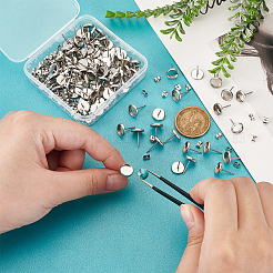 Плоские круглые серьги-гвоздики из нержавеющей стали 304 STAS-UN0060-72A