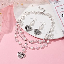 Комплект ювелирных изделий в форме сердца из сплава в тибетском стиле SJEW-JS01287