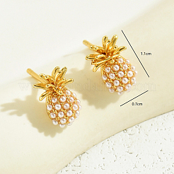 Элегантные латунные серьги-гвоздики в форме ананаса DF3598