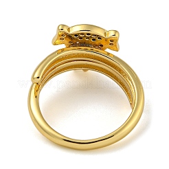 Девушка латунь микро паве прозрачные циркониевые двойные кольца RJEW-Z050-22G