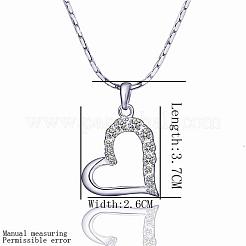 Модные экологически чистые экологически чистые ожерелья из оловянного сплава из чешского горного хрусталя с покрытием из настоящей платины в форме сердца NJEW-BB13780-P