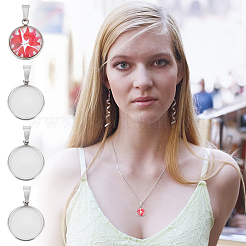 50 шт. плоская круглая подвеска из нержавеющей стали 304 с кабошоном FIND-UN0002-52