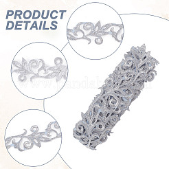 Лента в этническом стиле с утюгом/пришивкой из полиэстера с металлизированной вышивкой и цветочной лентой SRIB-WH0011-204A