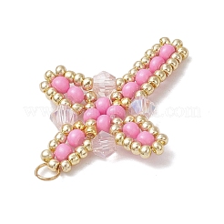 7 шт. 7-х цветные стеклянные бусины-крестики PALLOY-MZ00826