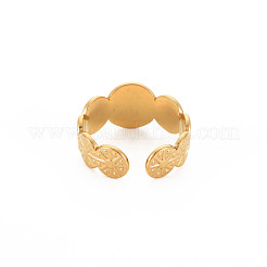 Ионное покрытие (ip) 304 нержавеющая сталь плоская круглая с открытым манжетным кольцом для женщин X-RJEW-S405-222G